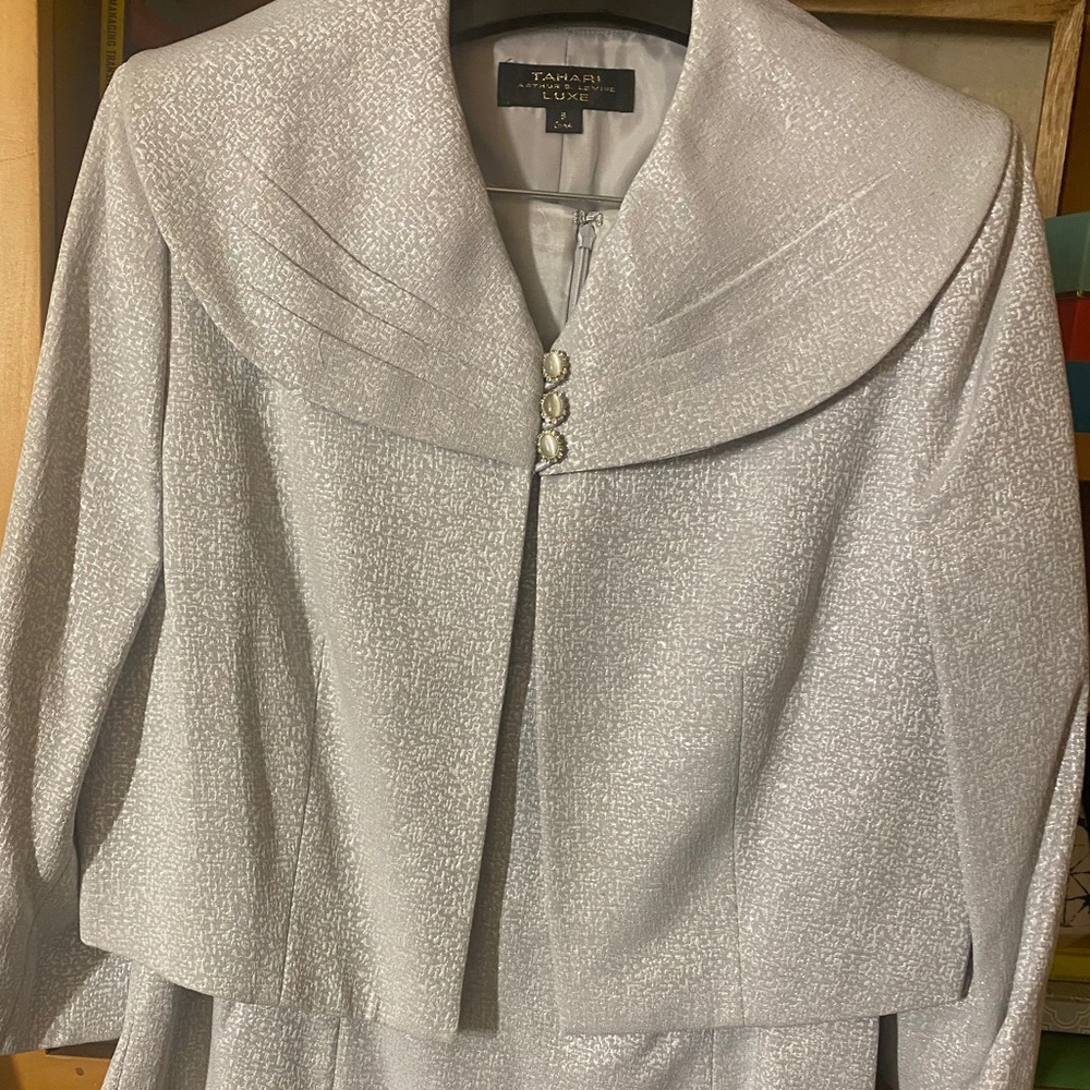 Tahari Silver Sparkle Blazer and Dress